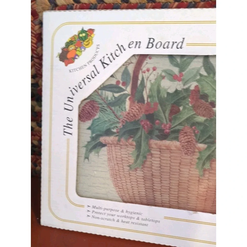 NOS The Universal Kitchen Board Multiple uses ,Safety Glass, Holiday Basket